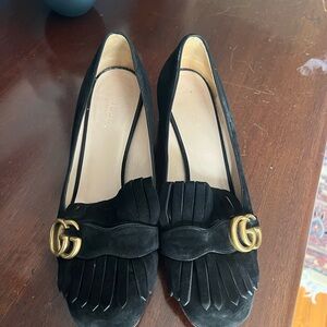 Gucci Black Marmont Heeled Loafers